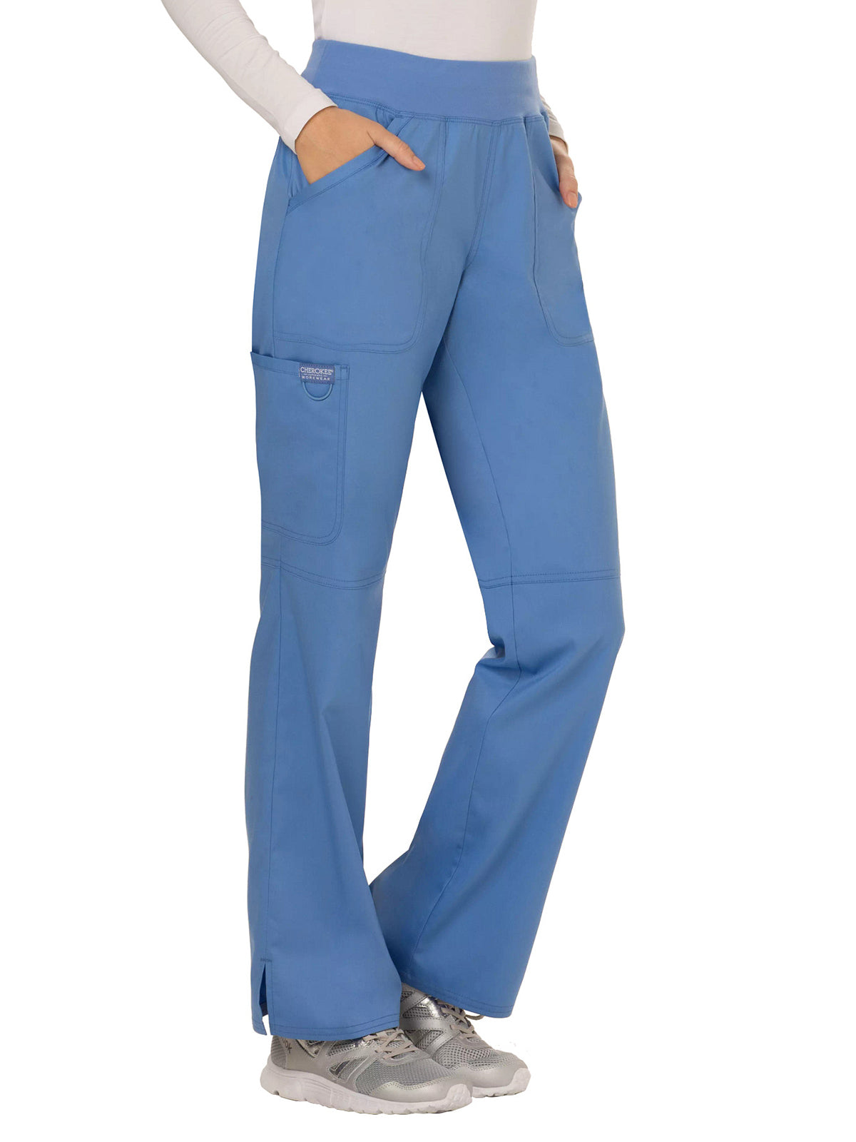 Women's 4-Pocket Mid Rise Straight Leg Pull-on Pant - WW110 - Ciel Blue