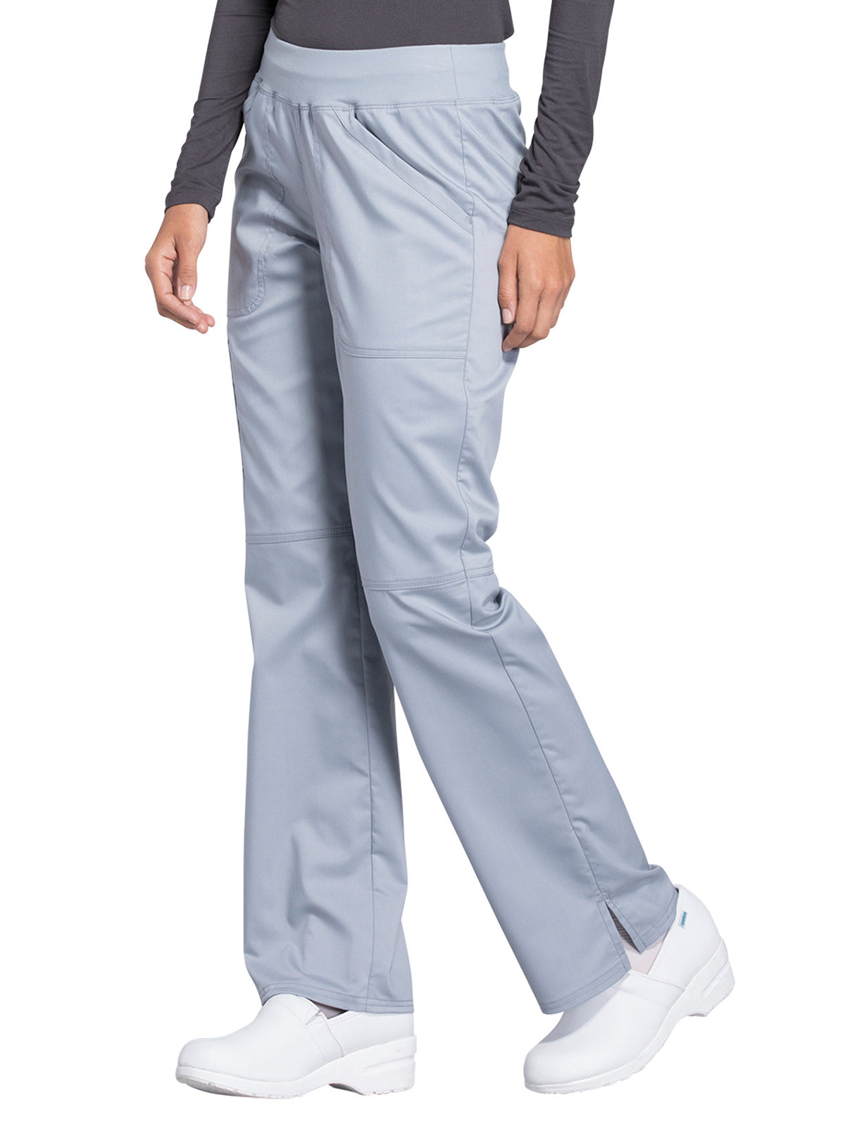 Women's 4-Pocket Mid Rise Straight Leg Pull-on Pant - WW110 - Grey