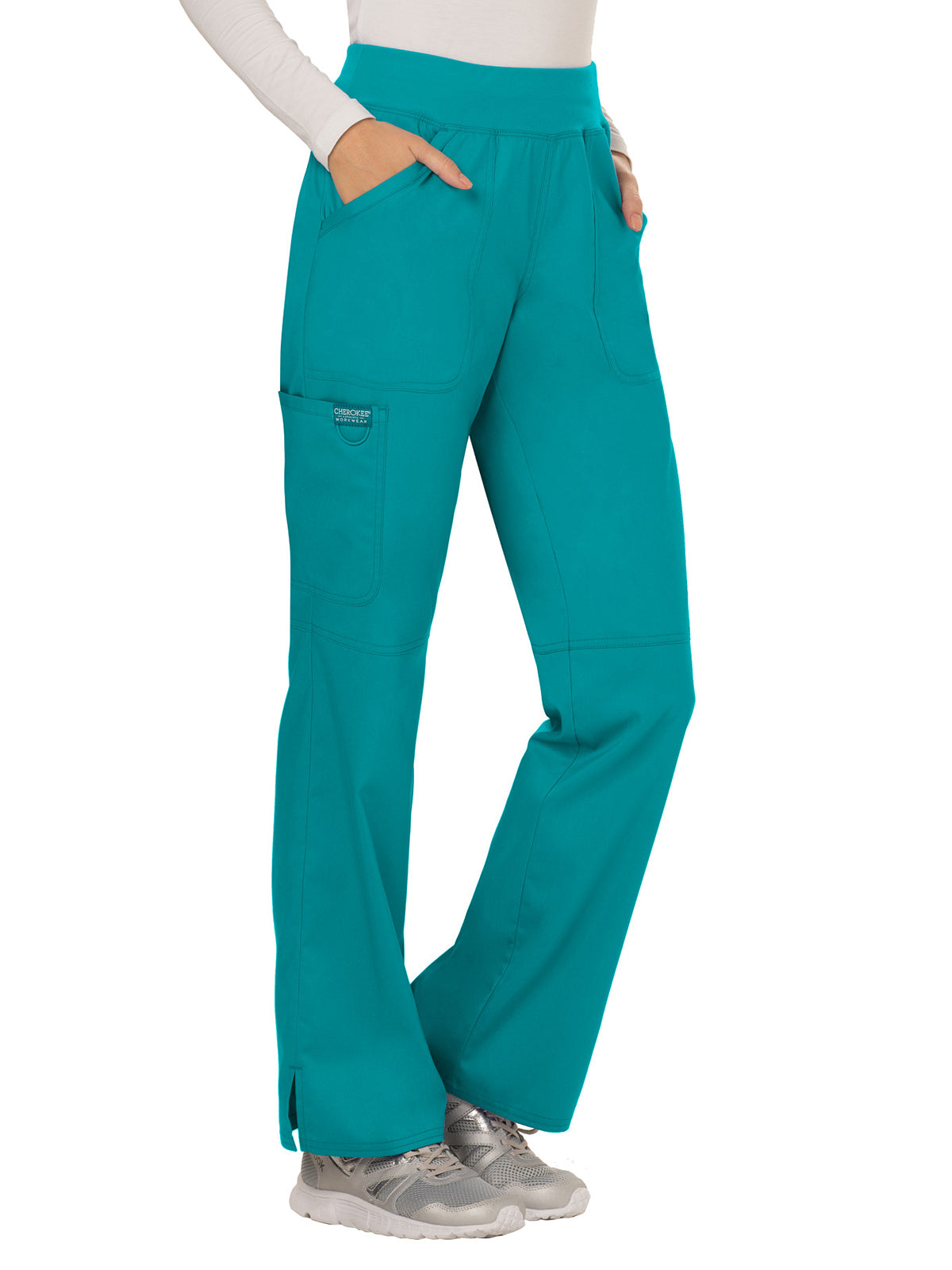 Women's 4-Pocket Mid Rise Straight Leg Pull-on Pant - WW110 - Teal Blue