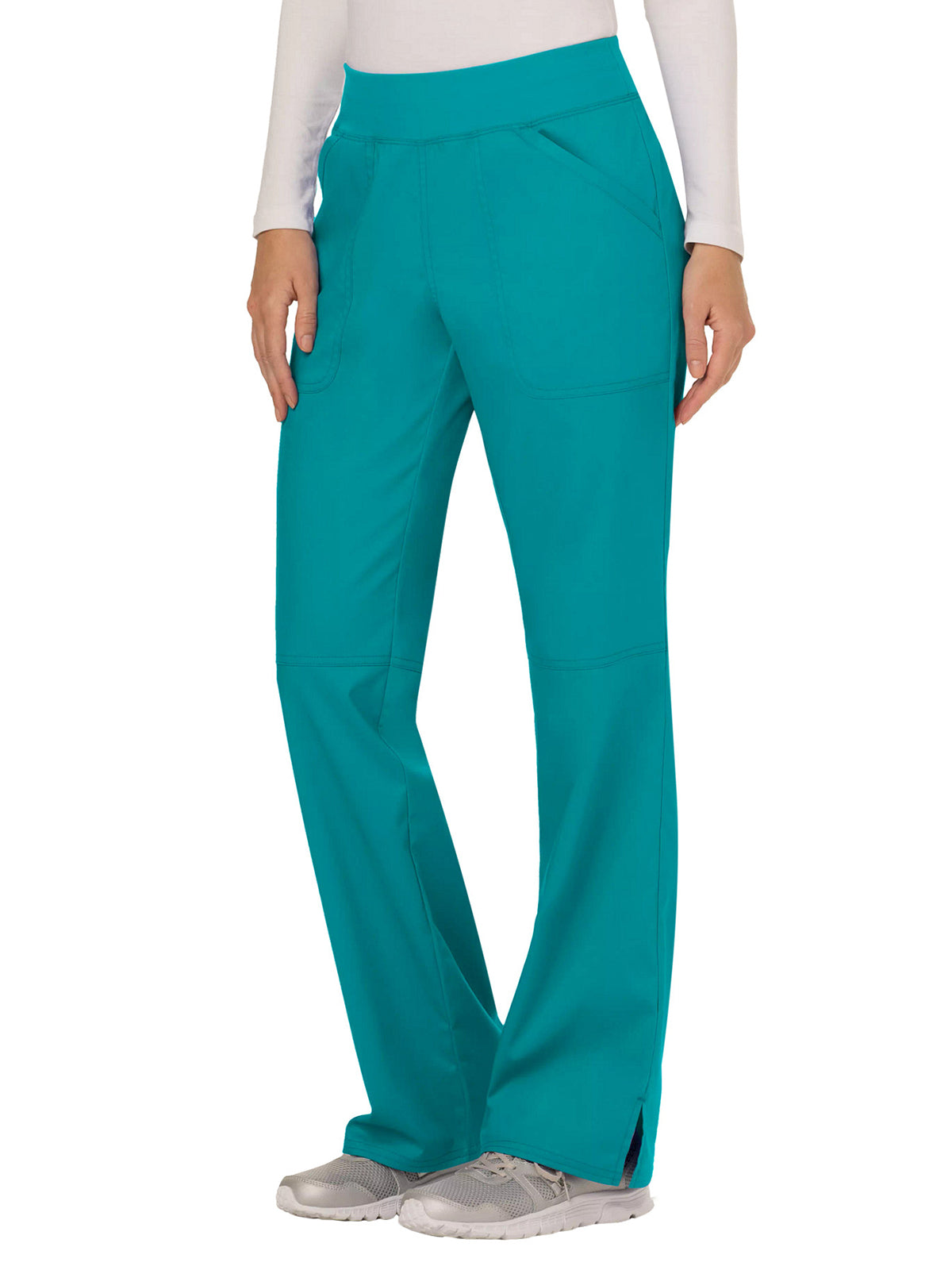 Women's 4-Pocket Mid Rise Straight Leg Pull-on Pant - WW110 - Teal Blue