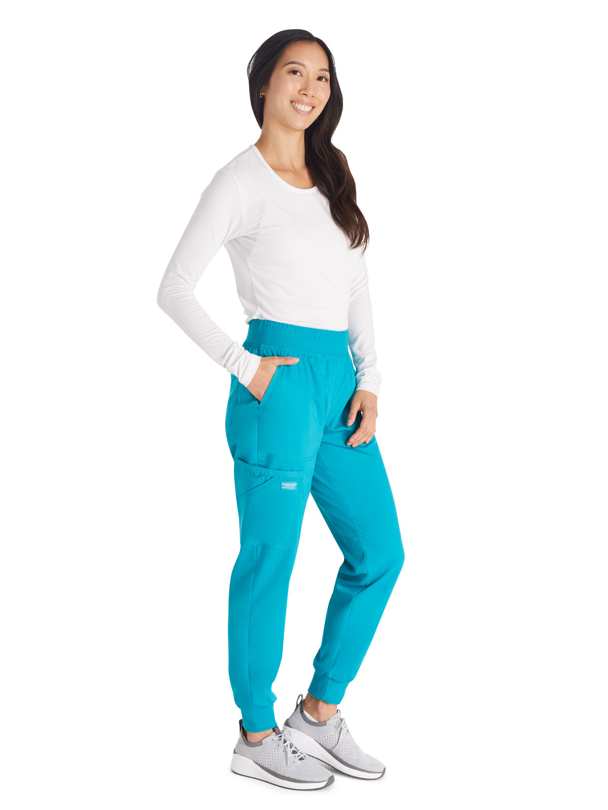Women's 5-Pocket Mid Rise Jogger Pant - WW115 - Teal Blue