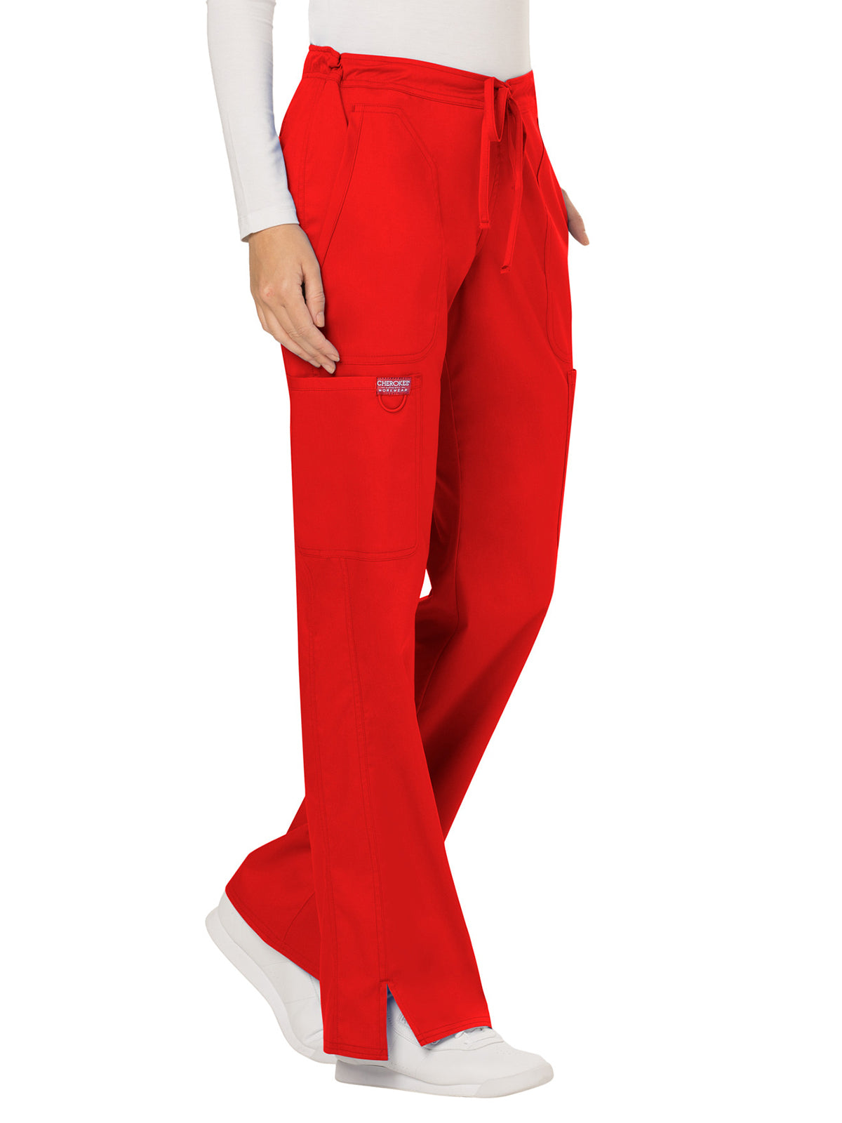 Women's 5-Pocket Mid Rise Drawstring Pant - WW120 - Red