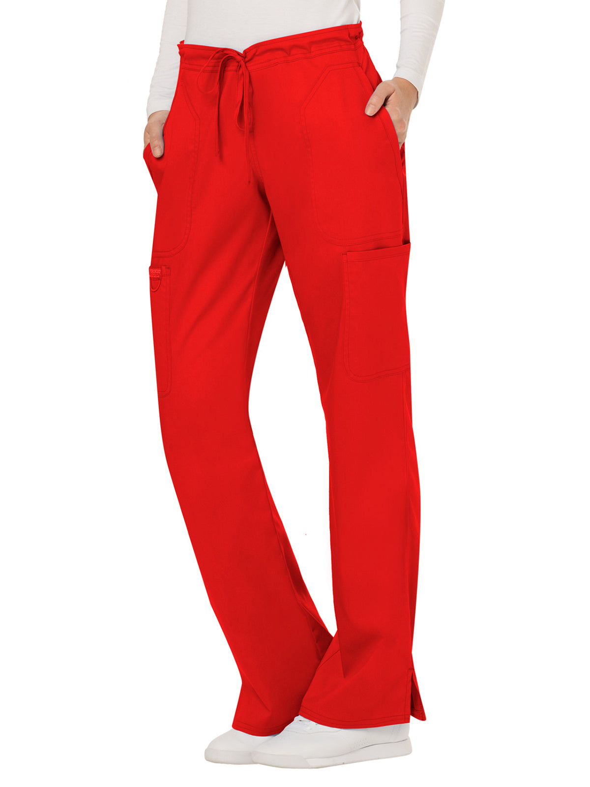 Women's 5-Pocket Mid Rise Drawstring Pant - WW120 - Red