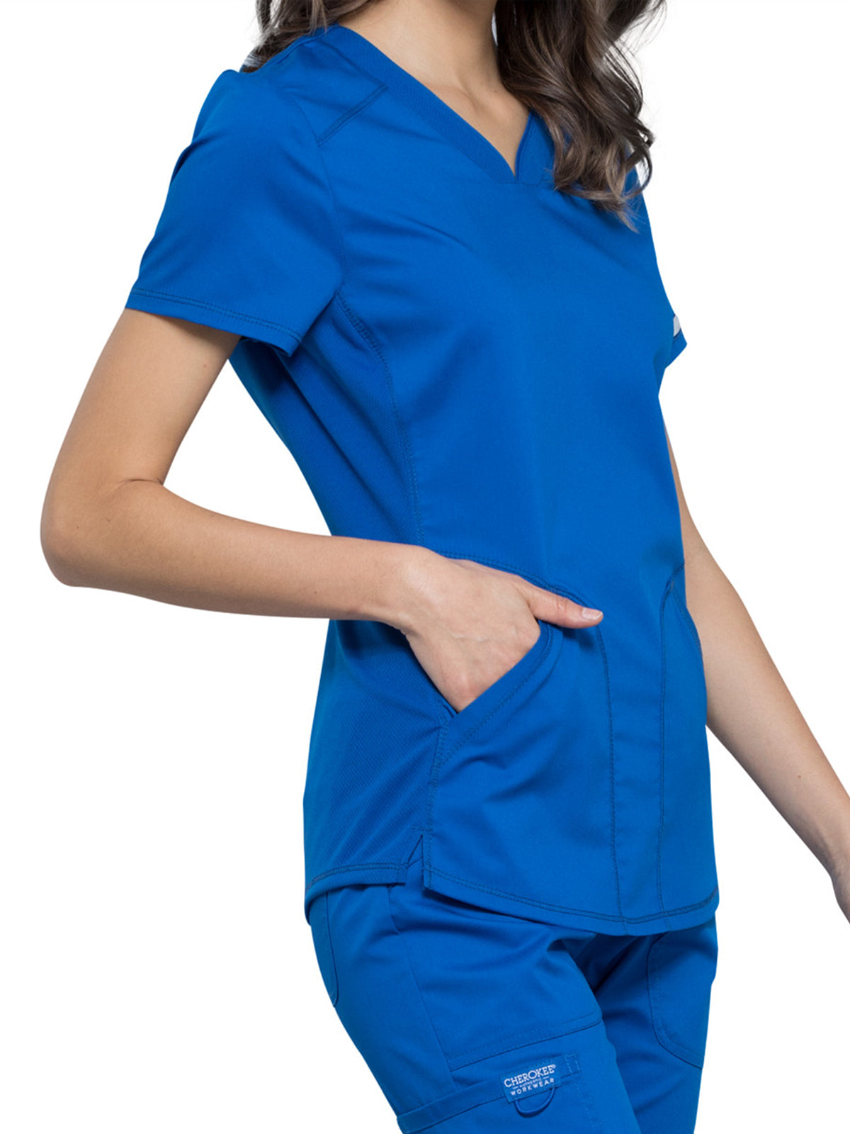 Women's 2-Pocket V-Neck Top - WW601 - Royal