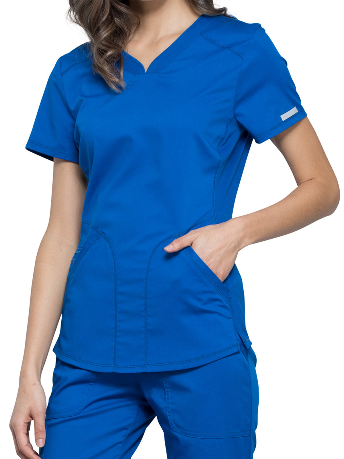 Women's 2-Pocket V-Neck Top - WW601 - Royal