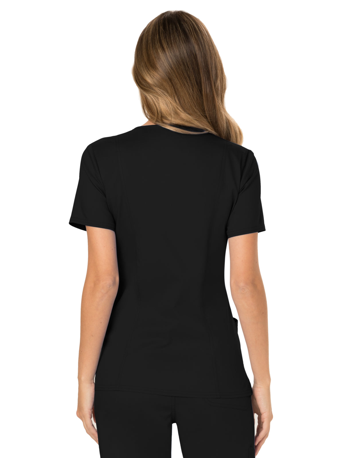 Women's 2-Pocket Mock Wrap Top - WW610 - Black