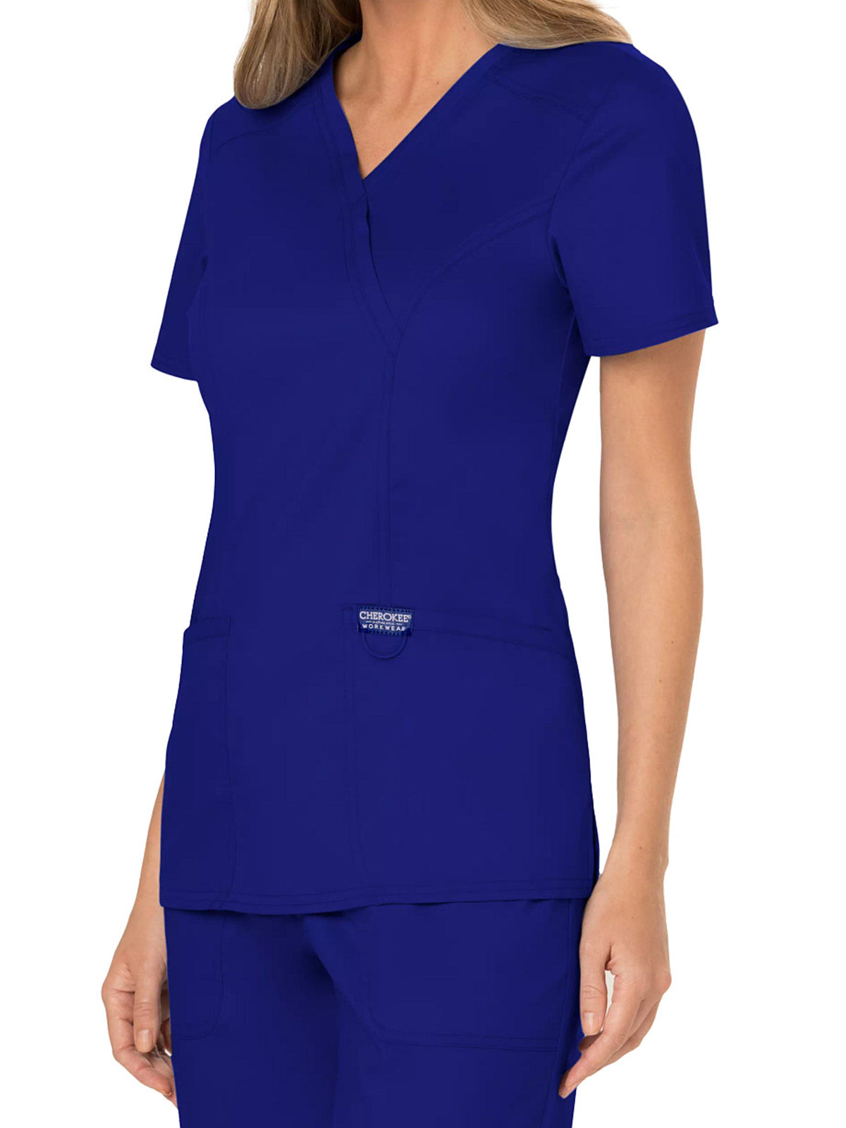 Women's 2-Pocket Mock Wrap Top - WW610 - Galaxy Blue