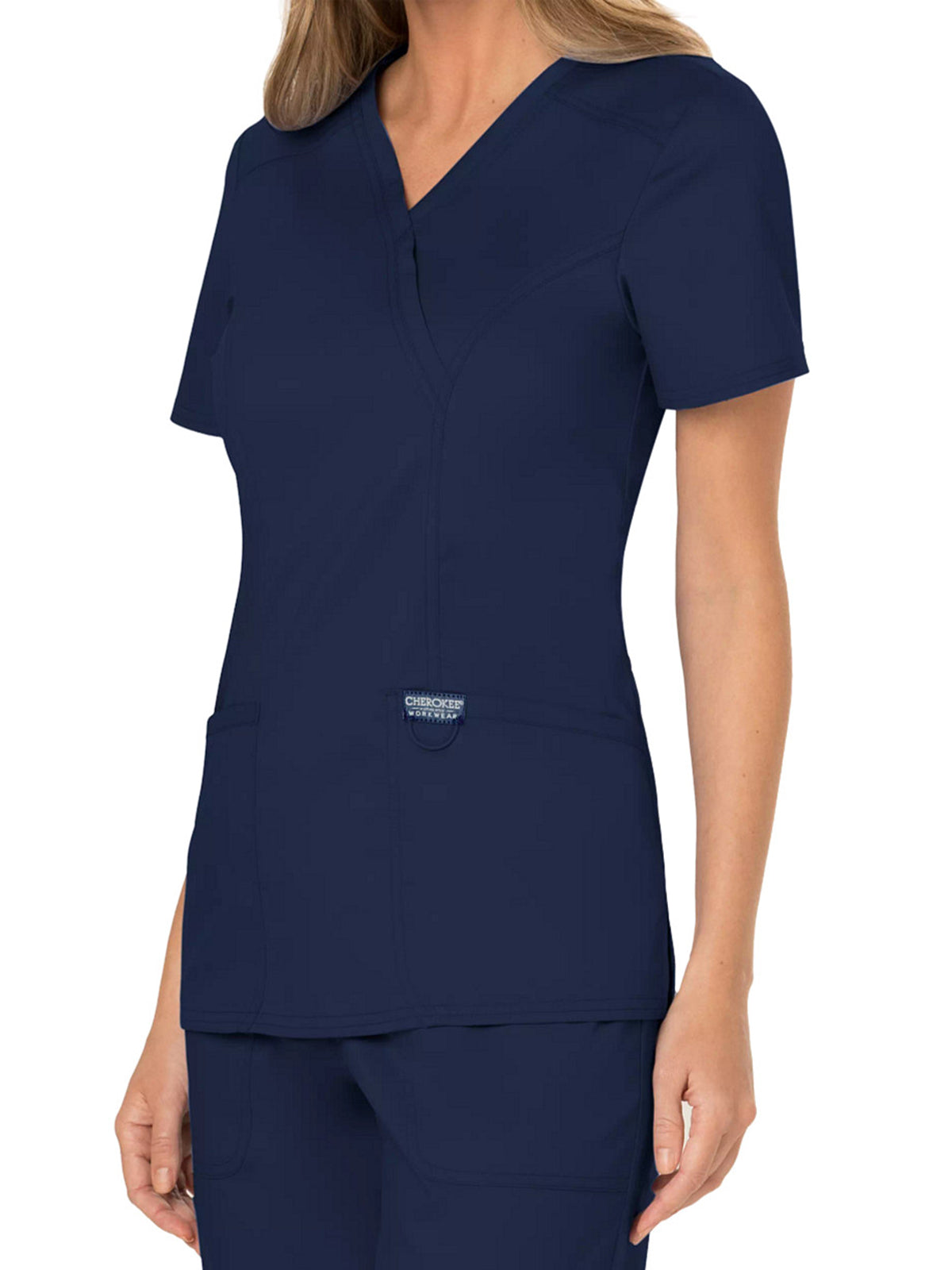 Women's 2-Pocket Mock Wrap Top - WW610 - Navy
