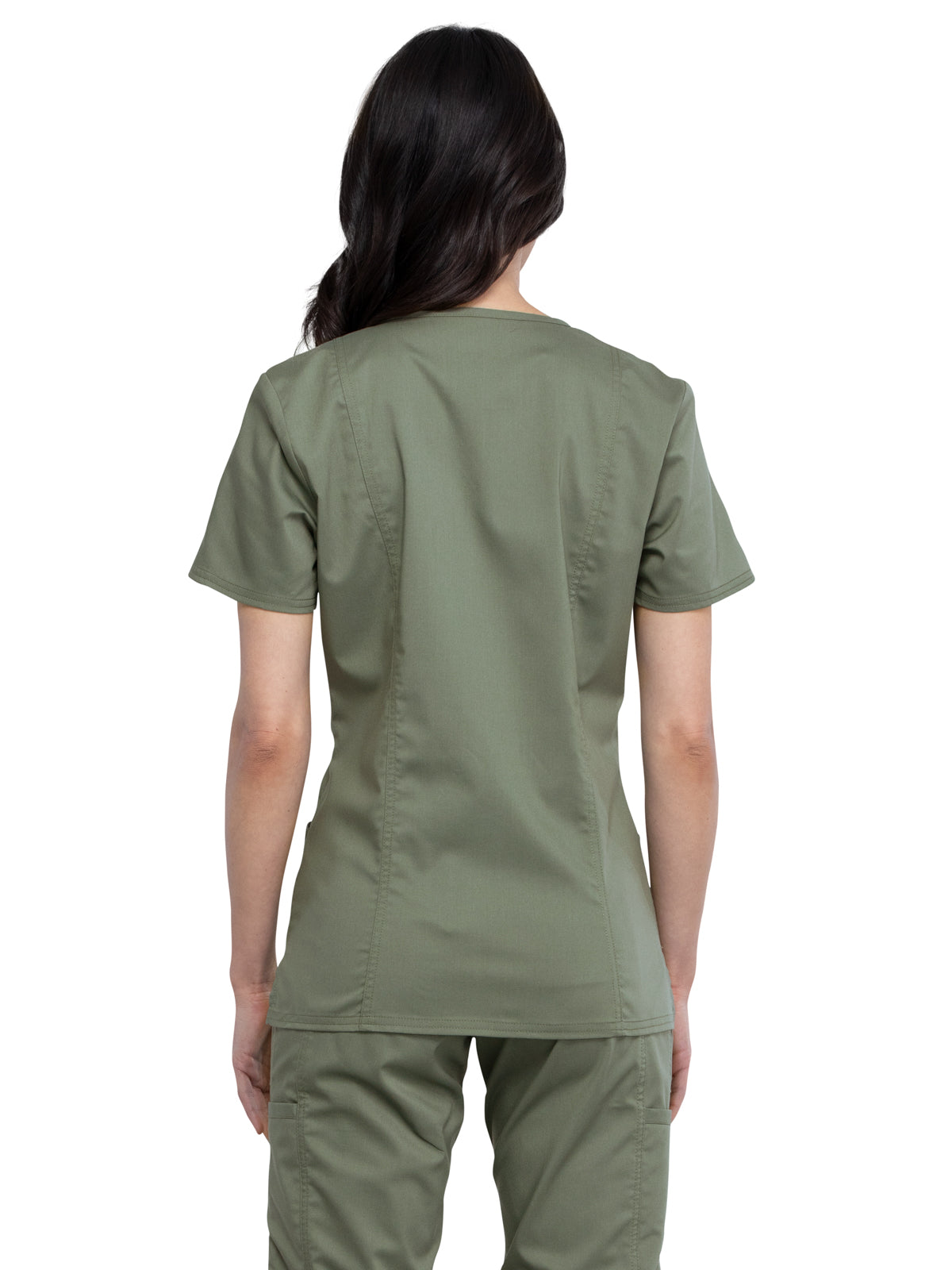 Women's 2-Pocket Mock Wrap Top - WW610 - Olive