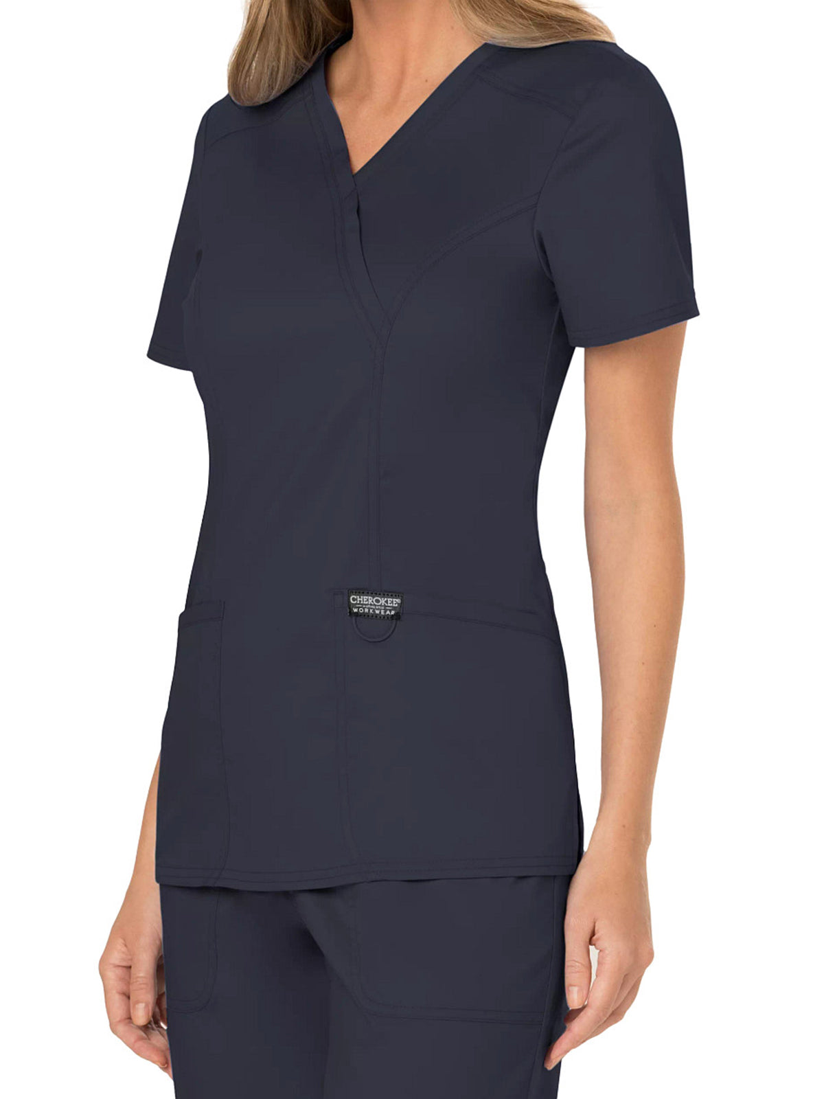 Women's 2-Pocket Mock Wrap Top - WW610 - Pewter