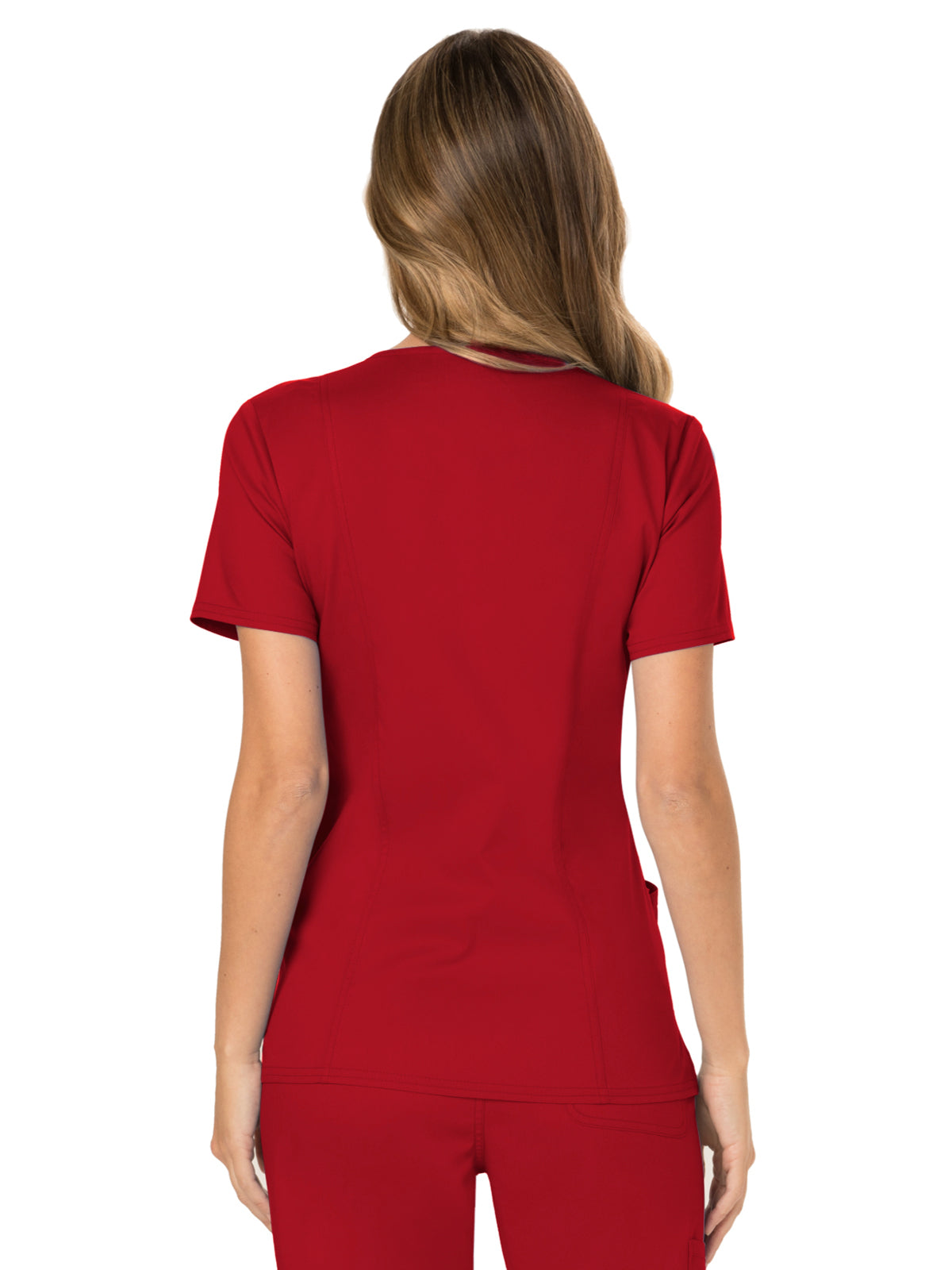 Women's 2-Pocket Mock Wrap Top - WW610 - Red