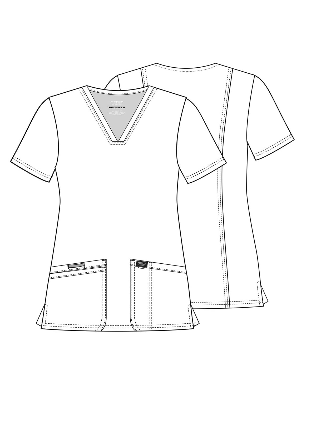 Women's 3-Pocket V-Neck Top - WW620 - Ciel