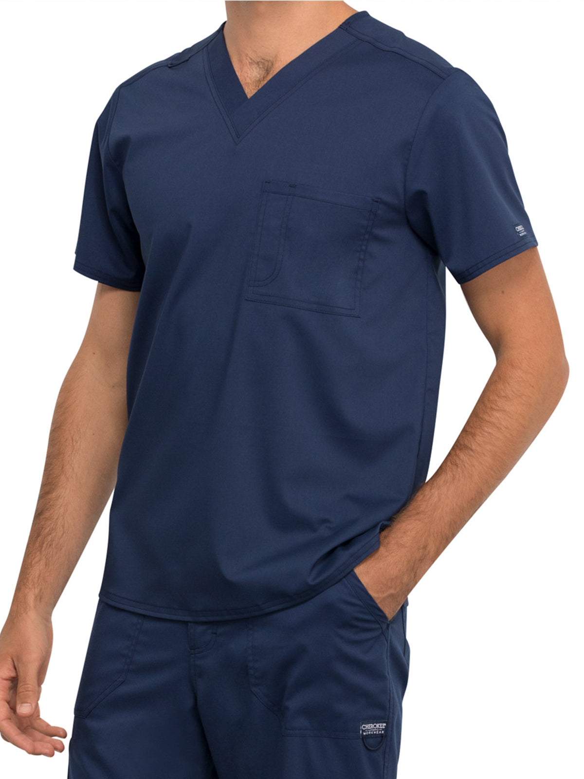 Unisex 1-Pocket Tuckable V-Neck Top - WW625 - Navy