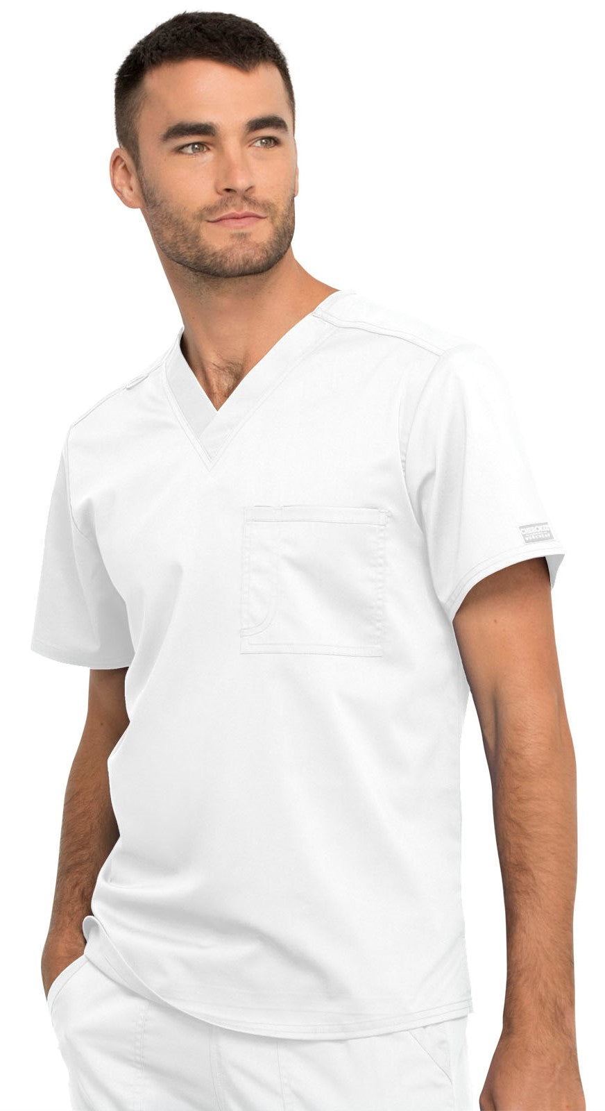 Unisex 1-Pocket Tuckable V-Neck Top - WW625 - White