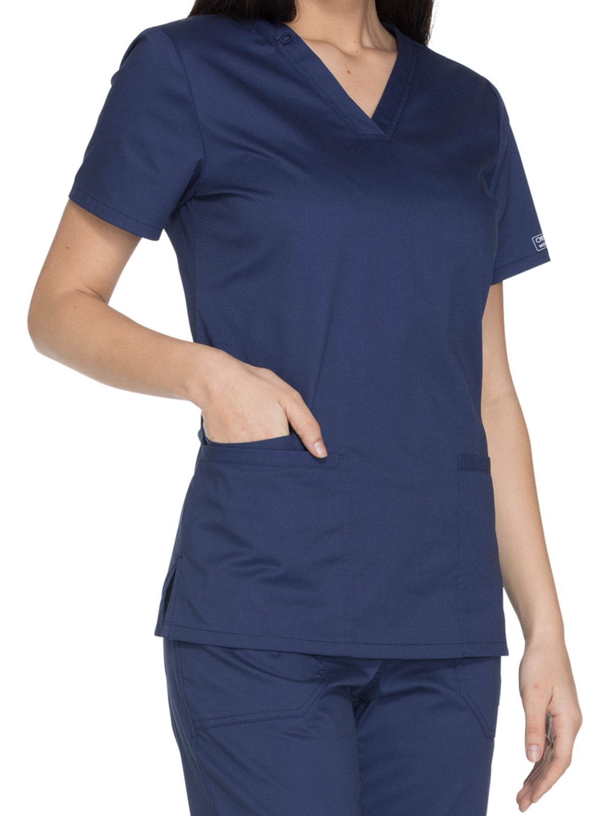 Women's 3-Pocket V-Neck Top - WW630 - Navy