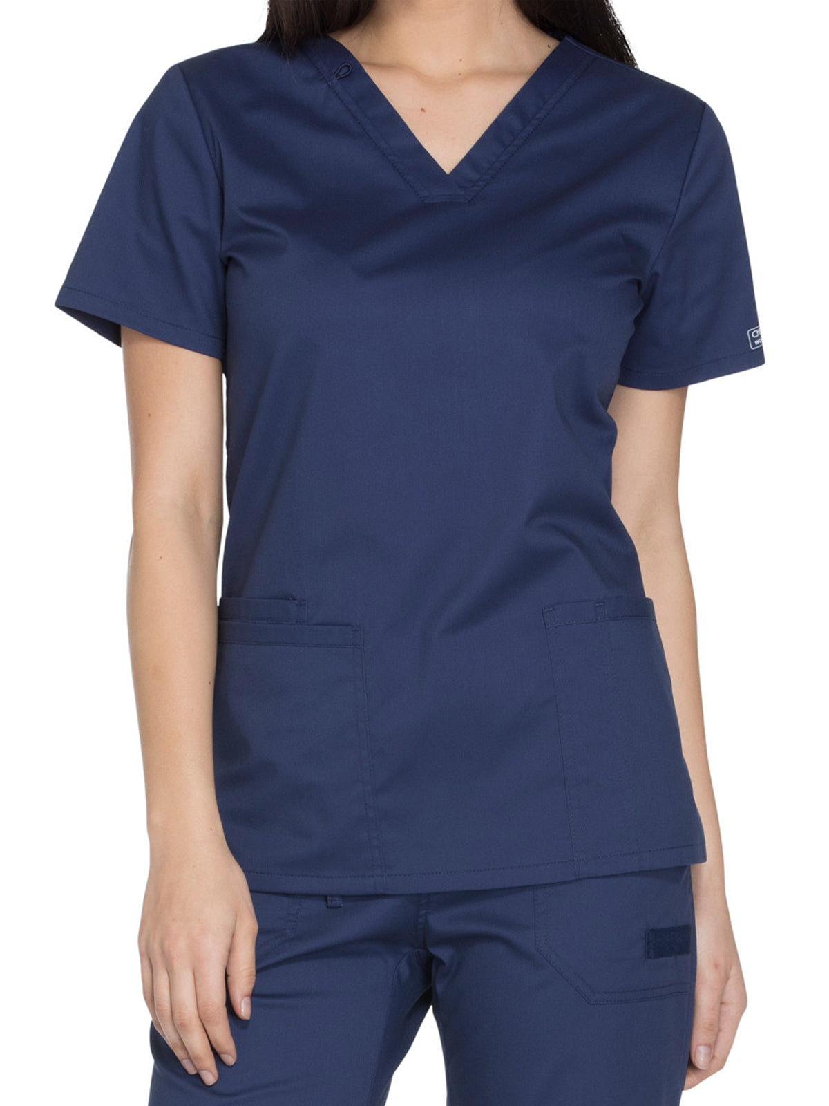 Women's 3-Pocket V-Neck Top - WW630 - Navy