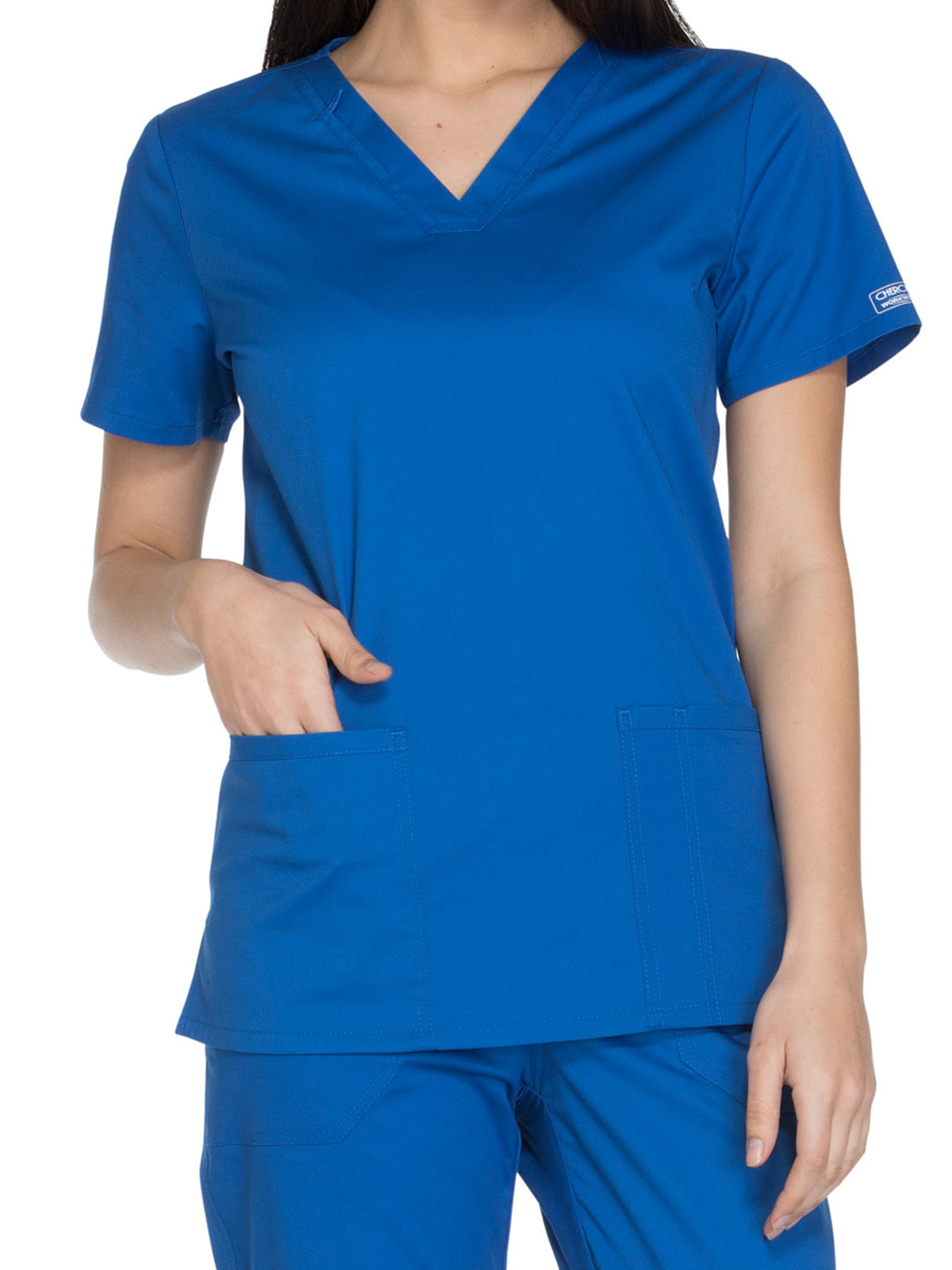 Women's 3-Pocket V-Neck Top - WW630 - Royal