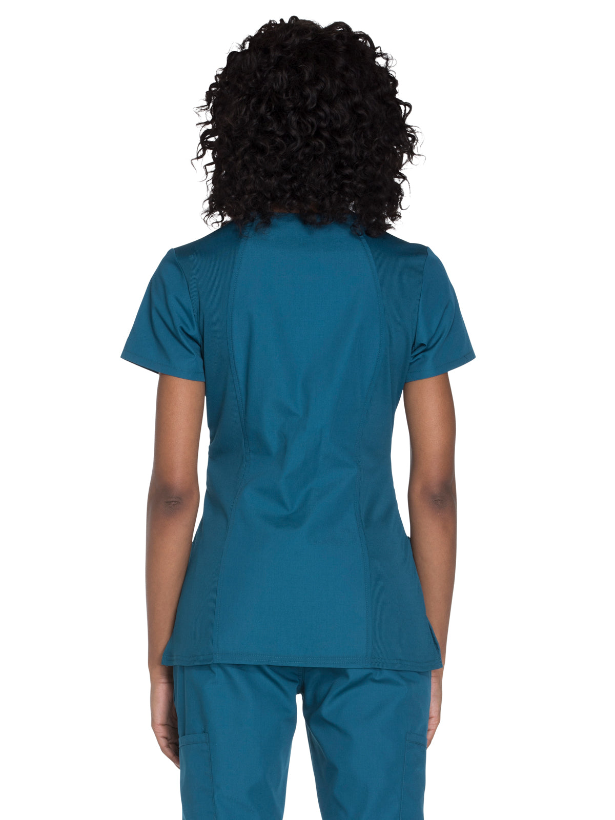 Women's 2-Pocket V-Neck Top - WW645 - Caribbean Blue