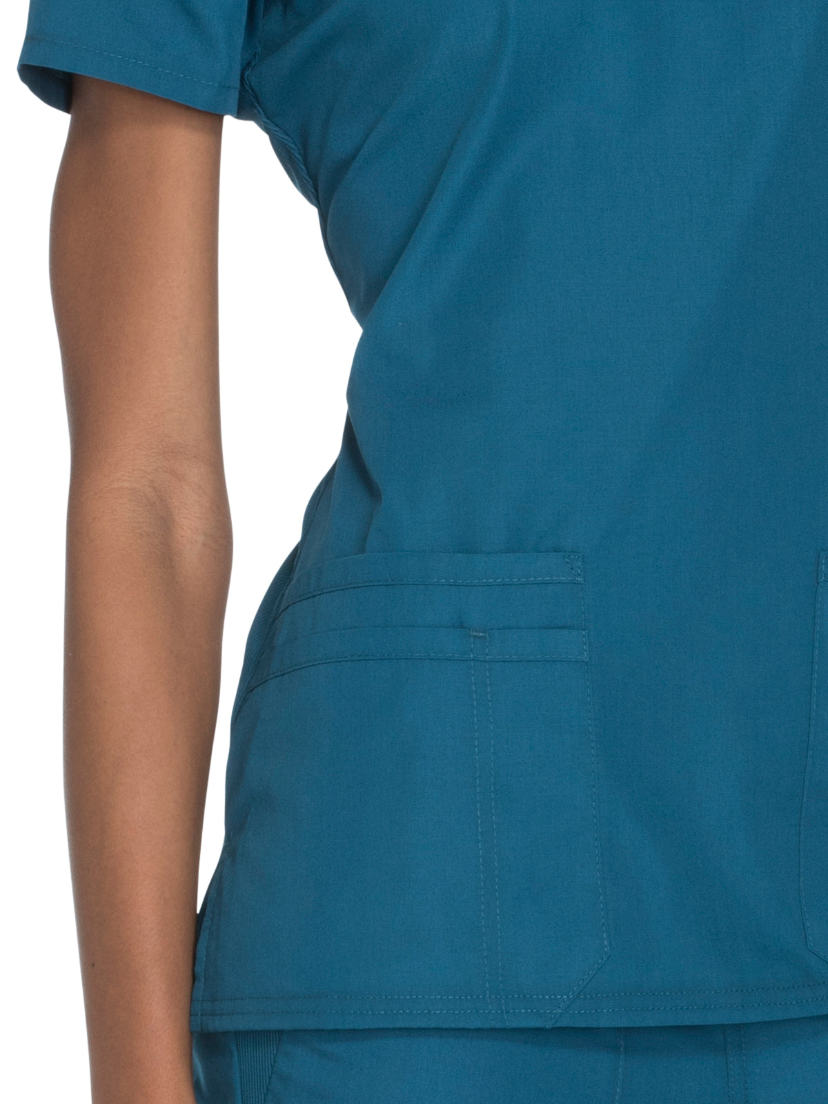 Women's 2-Pocket V-Neck Top - WW645 - Caribbean Blue