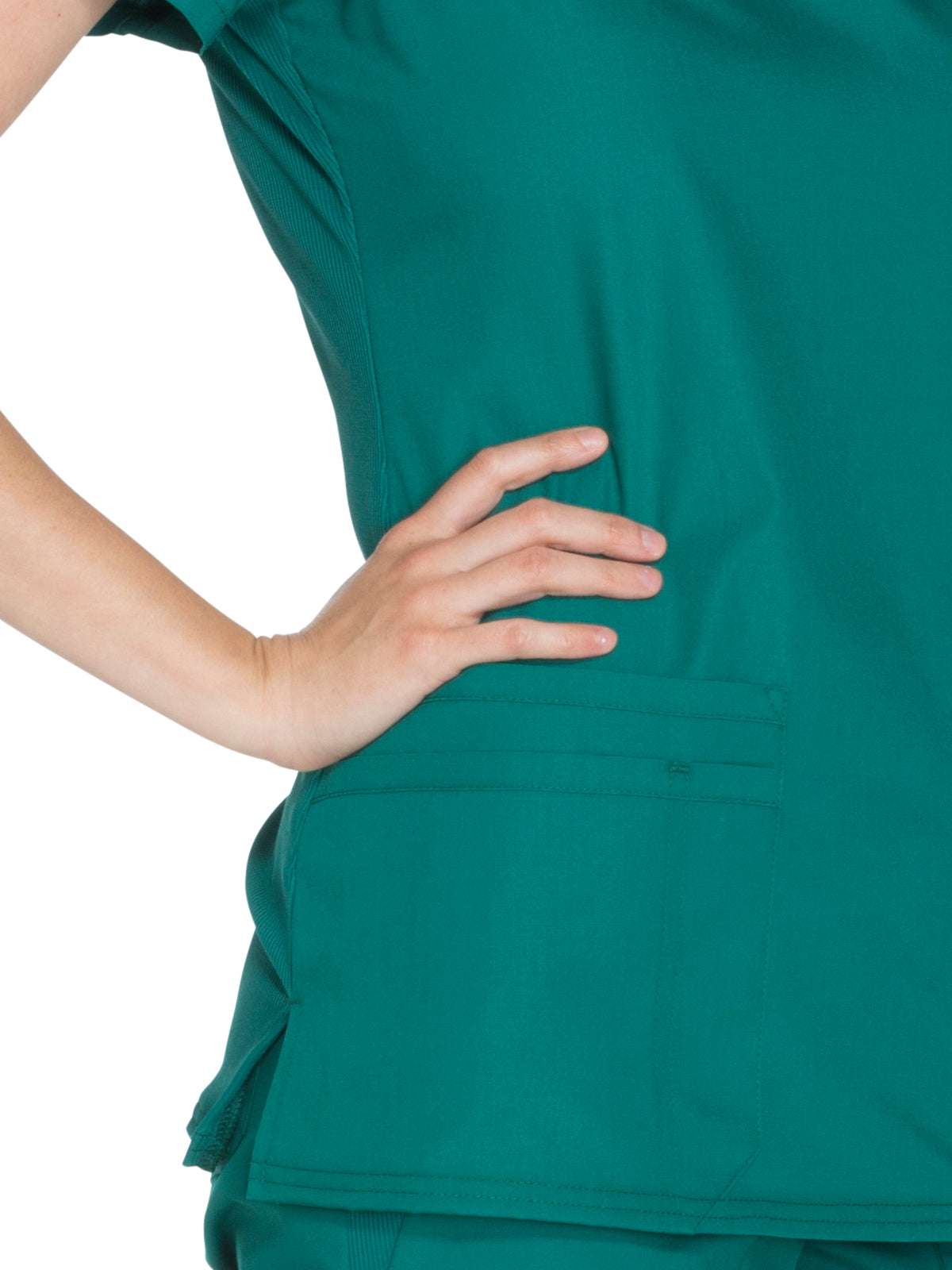 Women's 2-Pocket V-Neck Top - WW645 - Hunter