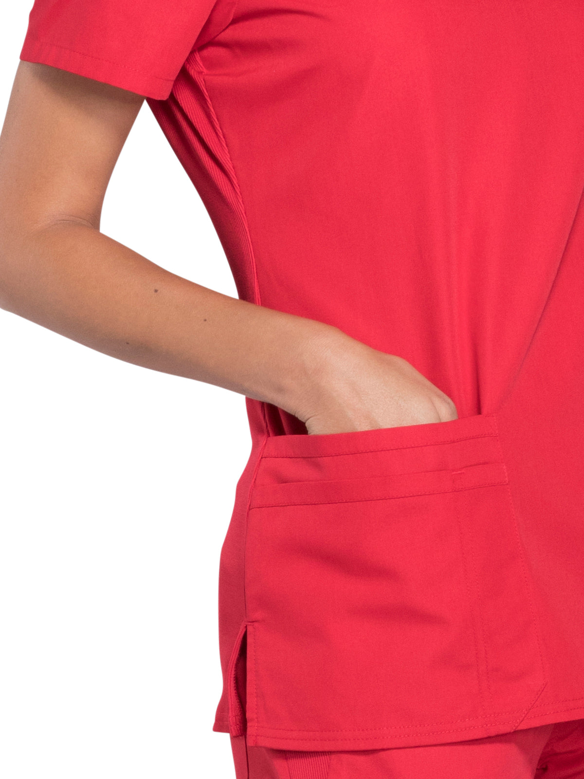 Women's 2-Pocket V-Neck Top - WW645 - Red