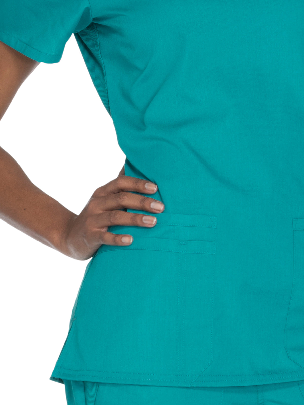 Women's 2-Pocket V-Neck Top - WW645 - Teal Blue