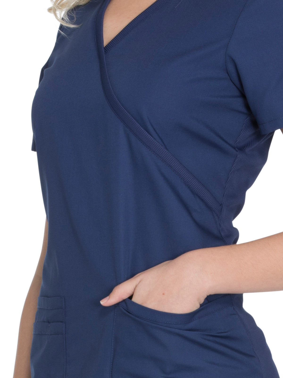 Women's 2-Pocket Mock Wrap Top - WW650 - Navy