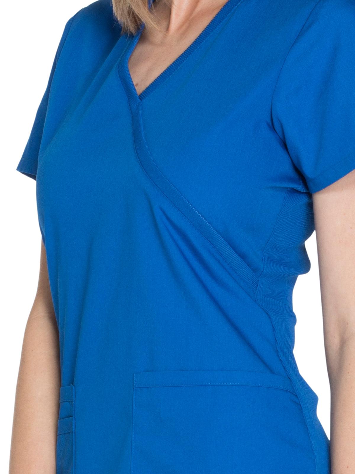 Women's 2-Pocket Mock Wrap Top - WW650 - Royal