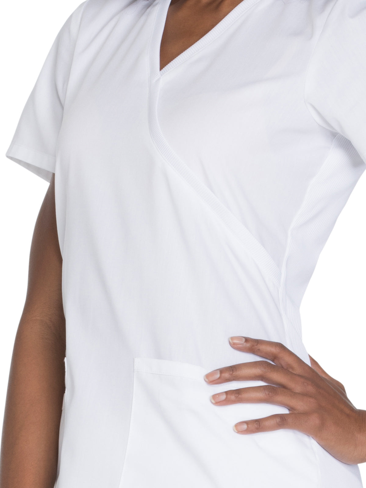 Women's 2-Pocket Mock Wrap Top - WW650 - White