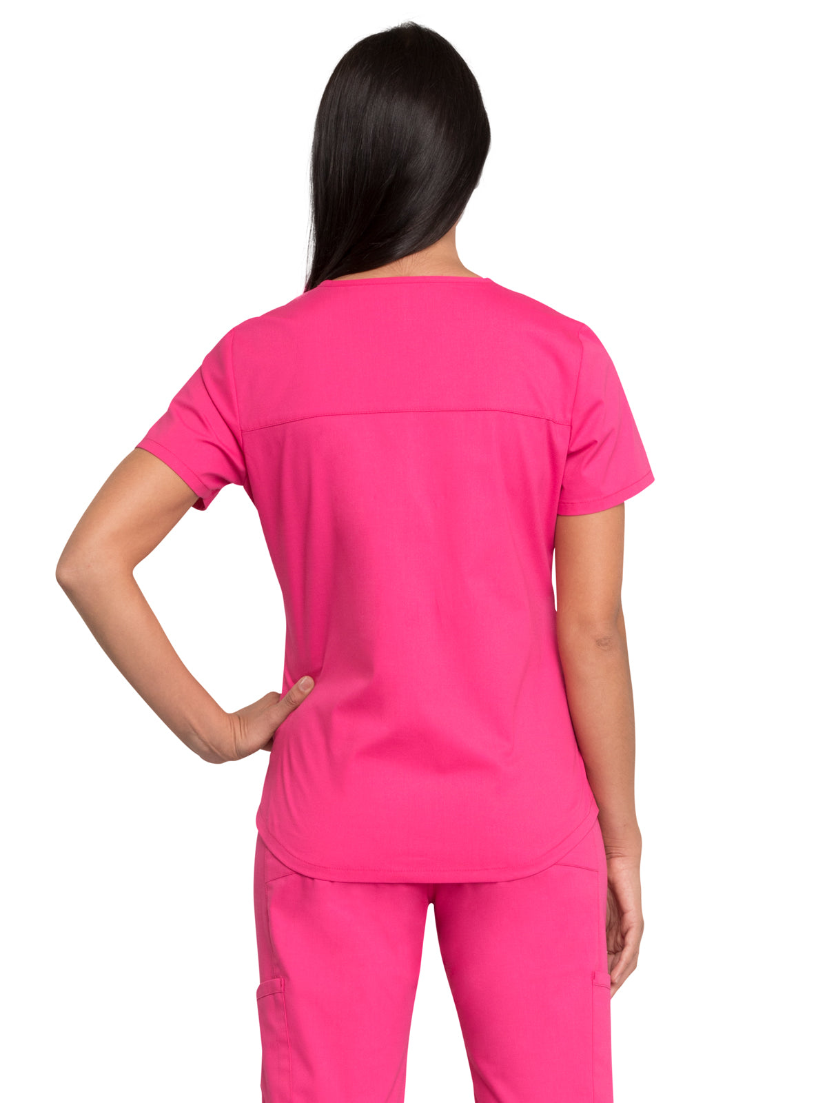 Women's 3-Pocket V-Neck Top - WW665 - Electric Pink