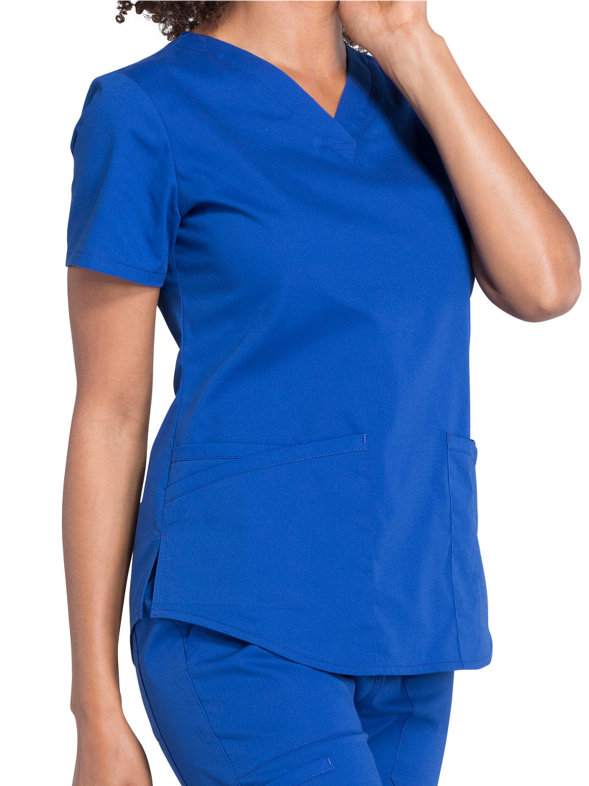 Women's 3-Pocket V-Neck Top - WW665 - Galaxy Blue