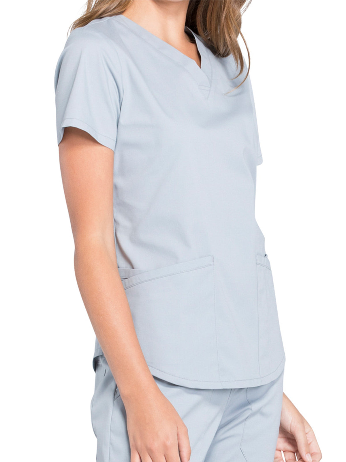 Women's 3-Pocket V-Neck Top - WW665 - Grey