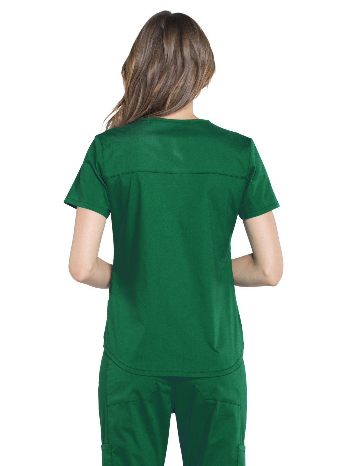 Women's 3-Pocket V-Neck Top - WW665 - Hunter Green