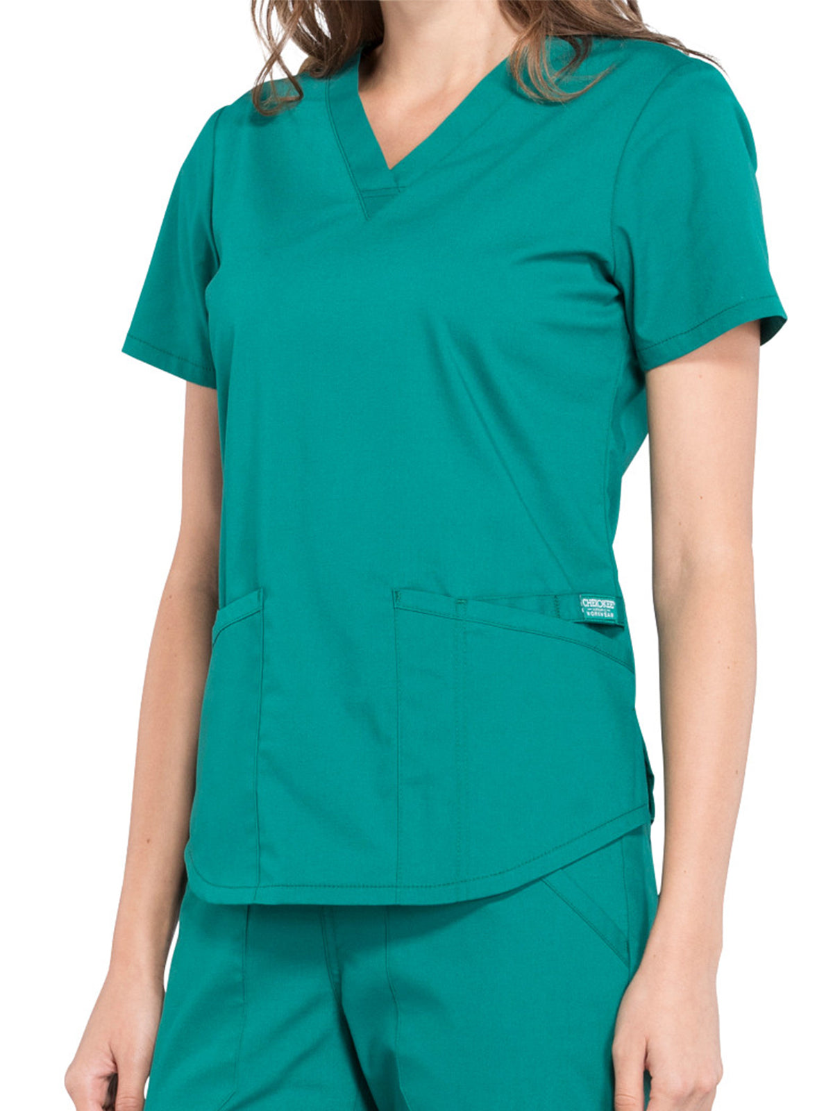 Women's 3-Pocket V-Neck Top - WW665 - Hunter Green