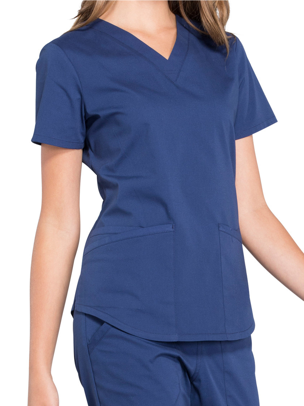Women's 3-Pocket V-Neck Top - WW665 - Navy