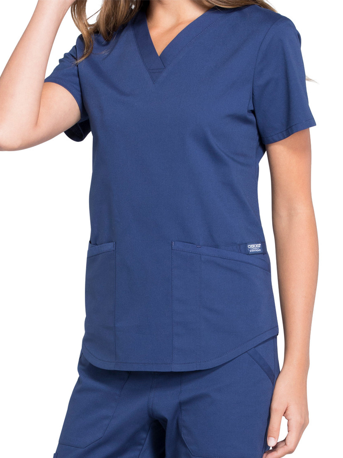 Women's 3-Pocket V-Neck Top - WW665 - Navy