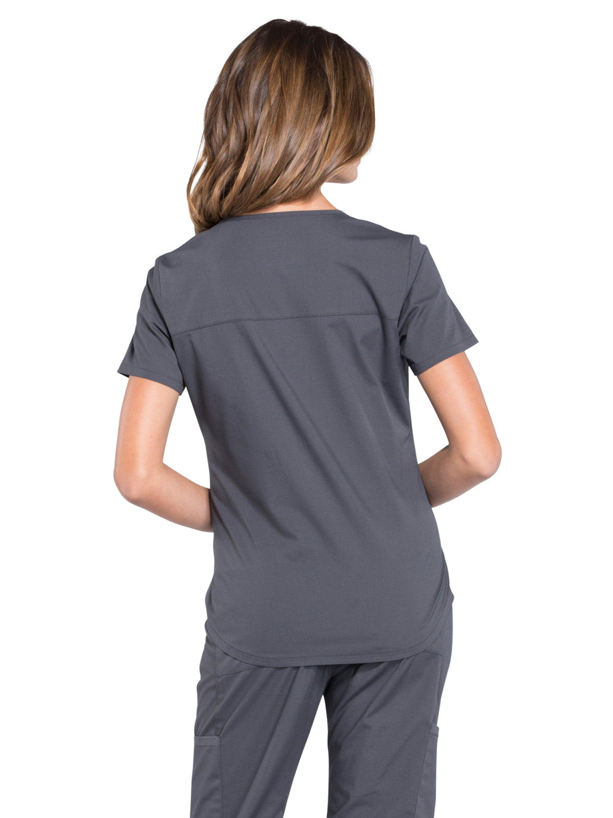Women's 3-Pocket V-Neck Top - WW665 - Pewter