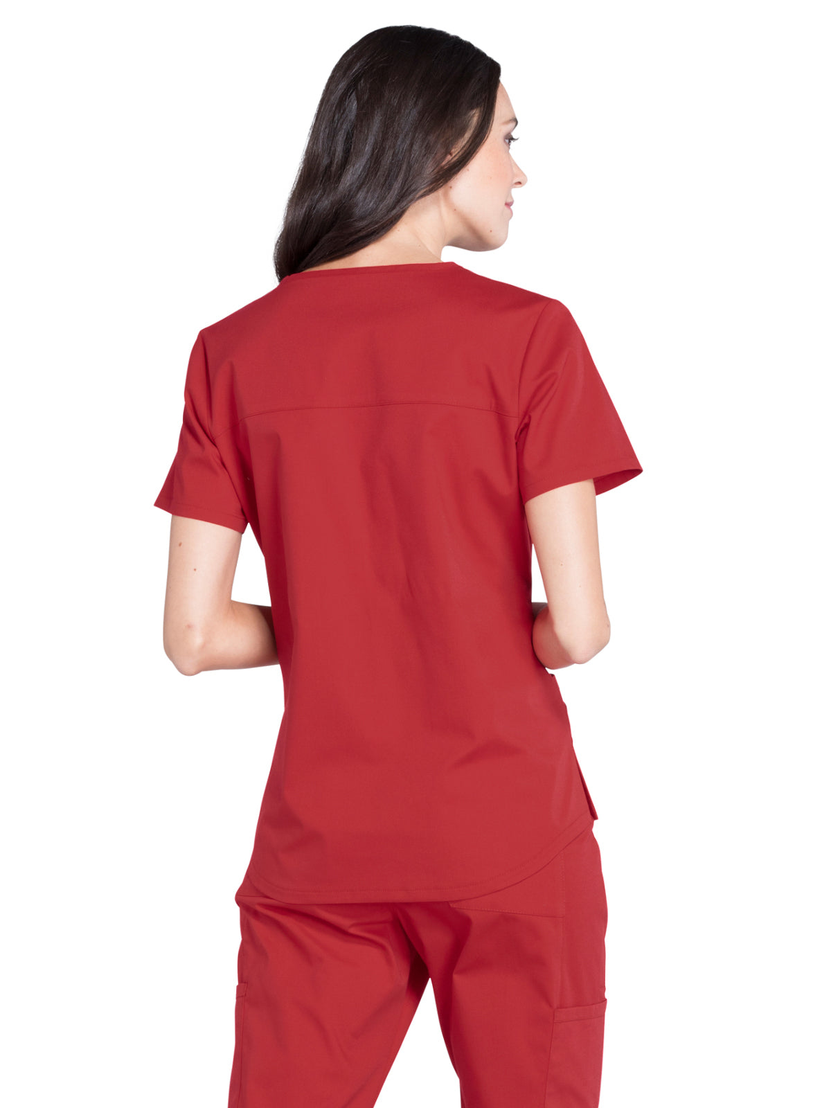 Women's 3-Pocket V-Neck Top - WW665 - Red
