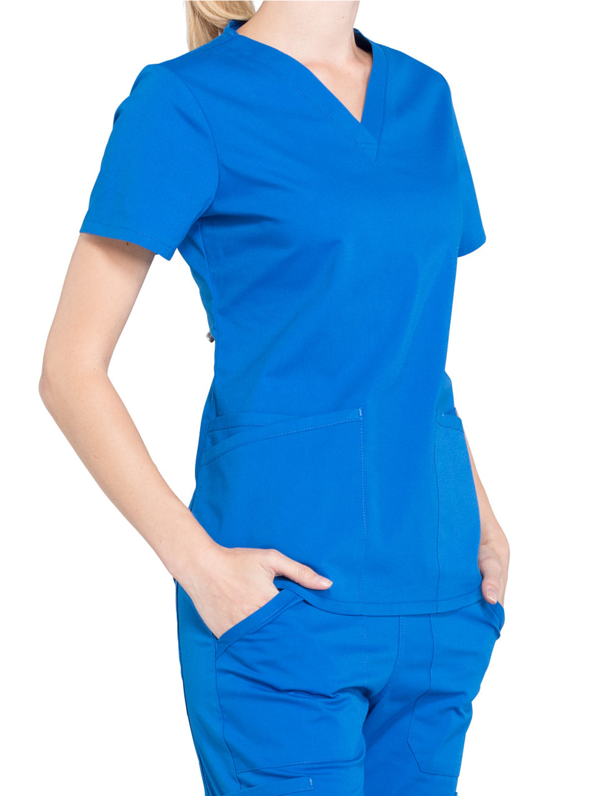 Women's 3-Pocket V-Neck Top - WW665 - Royal