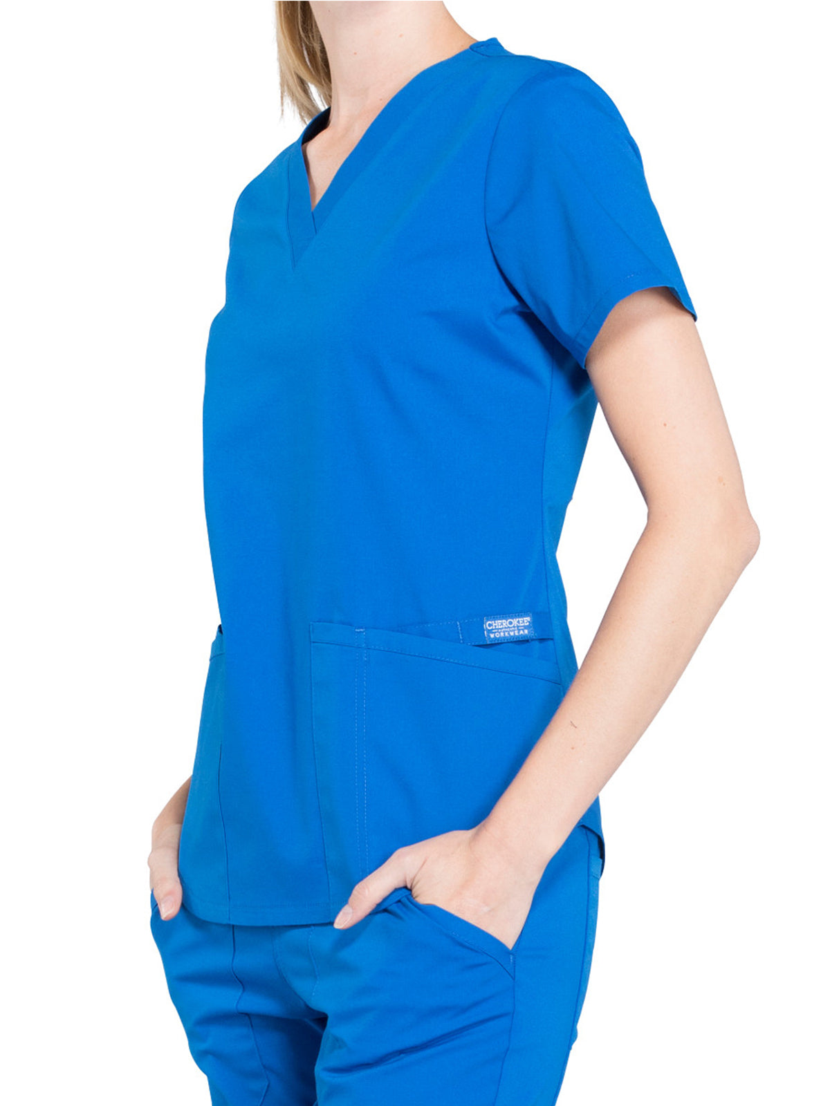 Women's 3-Pocket V-Neck Top - WW665 - Royal