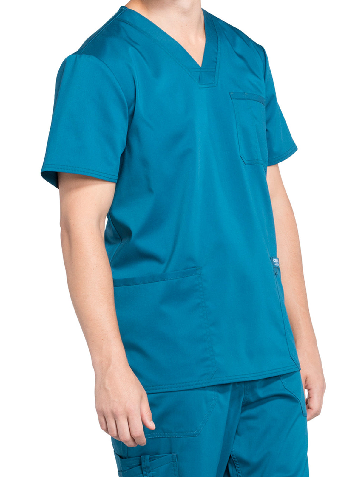 Men's 3-Pocket V-Neck Top - WW670 - Caribbean Blue