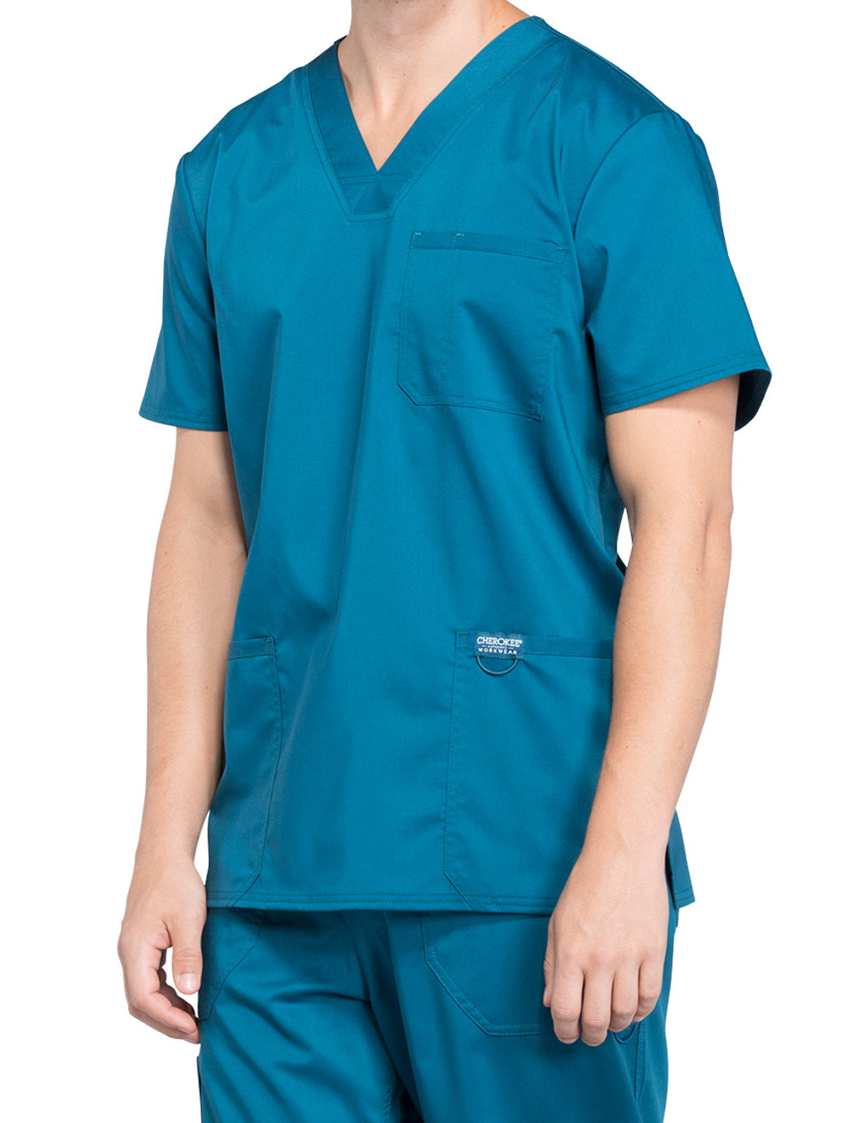 Men's 3-Pocket V-Neck Top - WW670 - Caribbean Blue