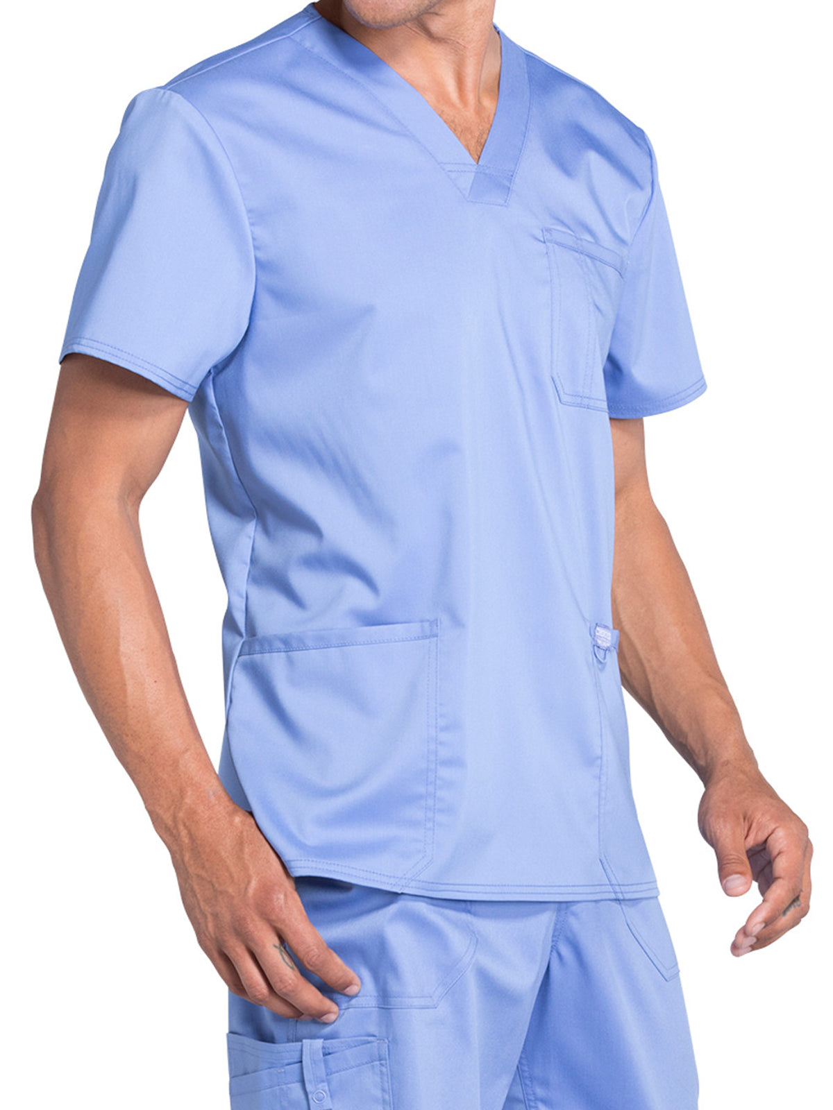 Men's 3-Pocket V-Neck Top - WW670 - Ciel Blue