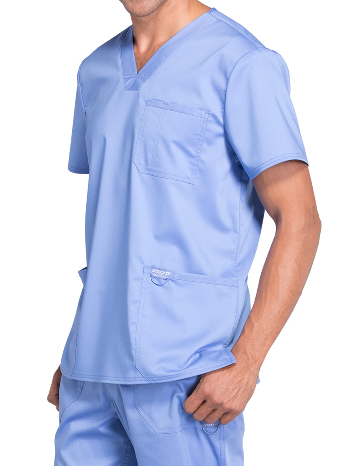Men's 3-Pocket V-Neck Top - WW670 - Ciel Blue