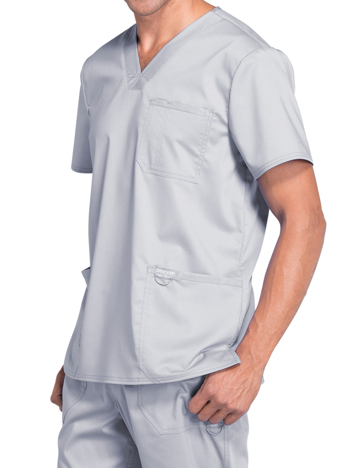 Men's 3-Pocket V-Neck Top - WW670 - Grey