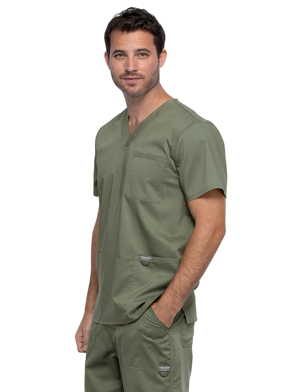 Men's 3-Pocket V-Neck Top - WW670 - Olive