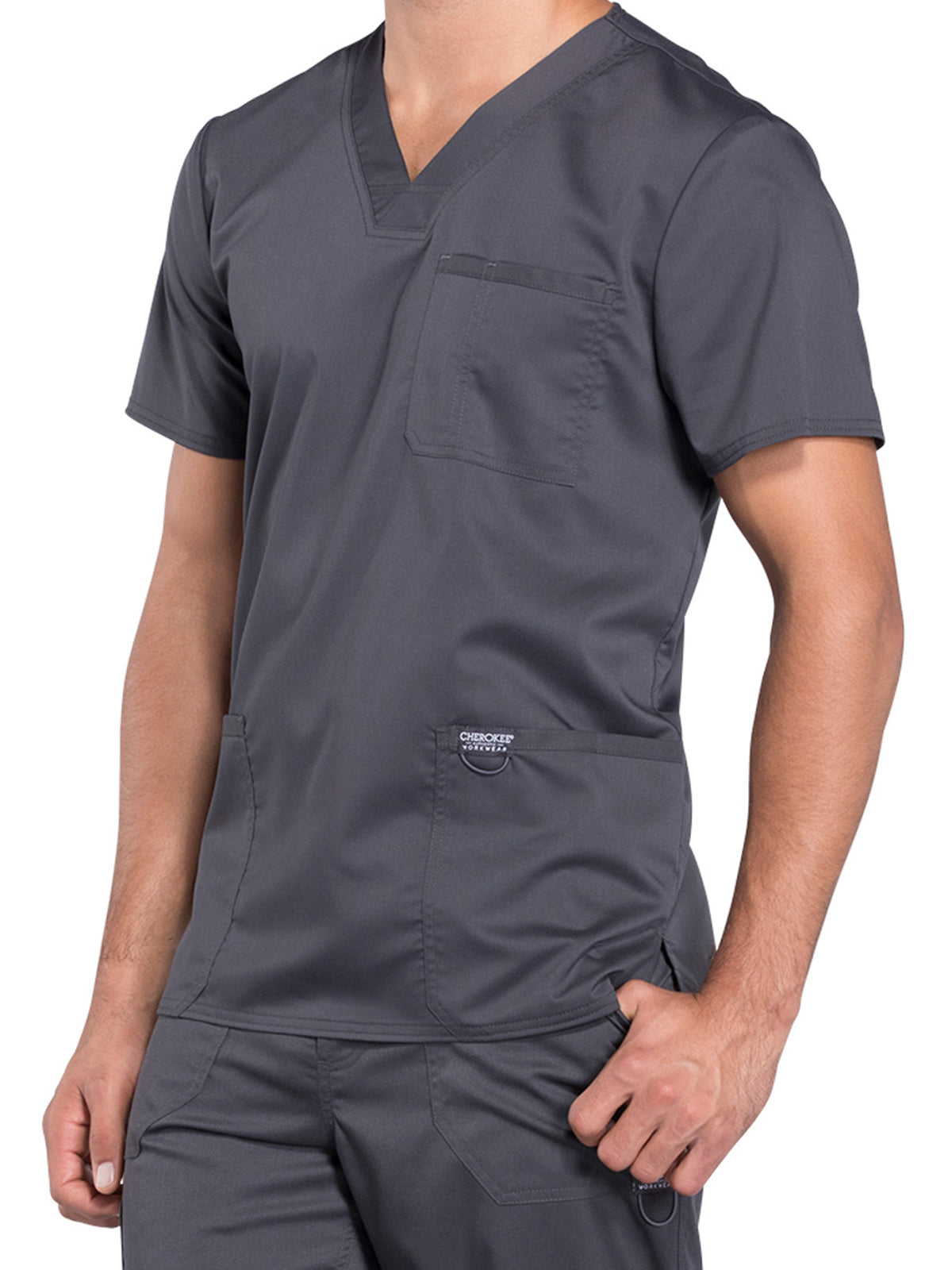 Men's 3-Pocket V-Neck Top - WW670 - Pewter