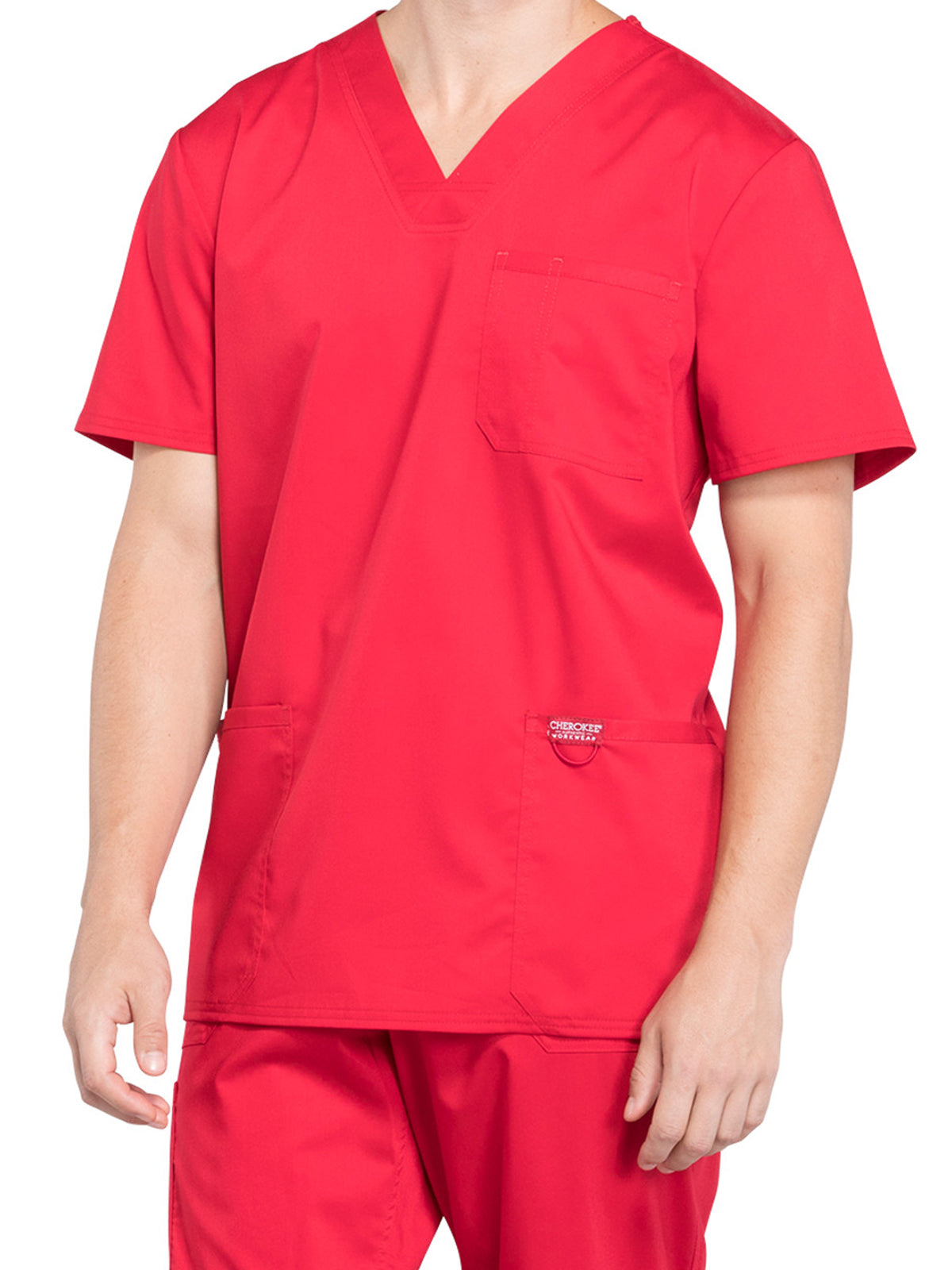 Men's 3-Pocket V-Neck Top - WW670 - Red