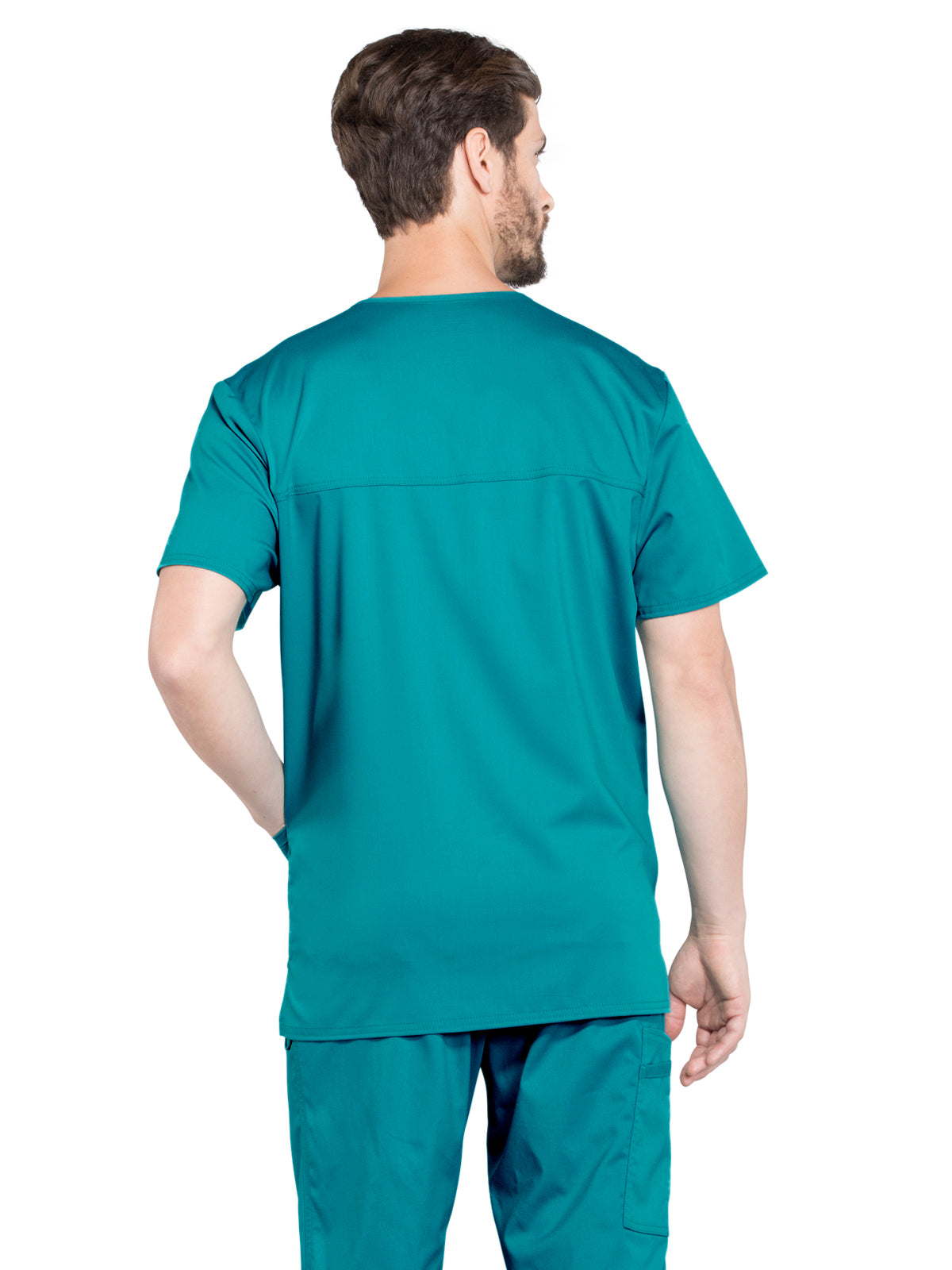 Men's 3-Pocket V-Neck Top - WW670 - Teal Blue