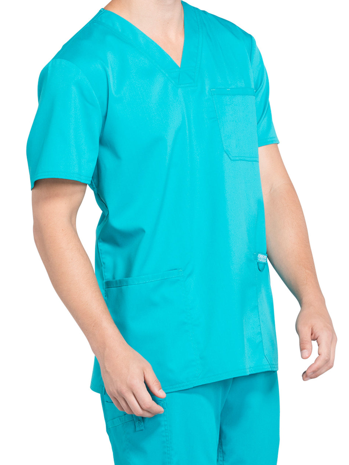 Men's 3-Pocket V-Neck Top - WW670 - Teal Blue